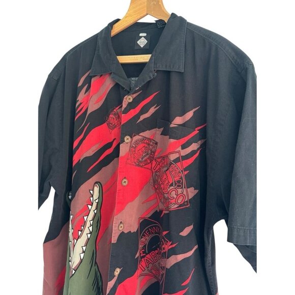 Vintage Tabasco Alligator Crocodile Pepper Sauce Camp Button Up Shirt Mens XL - Picture 2 of 10